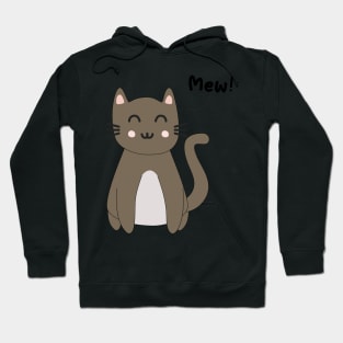 Sweet Happy Cub Brown Kitten saying Mew Hoodie